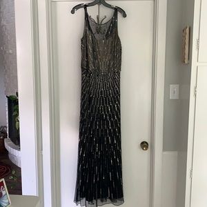 Evening gown- black with pewter sequins.